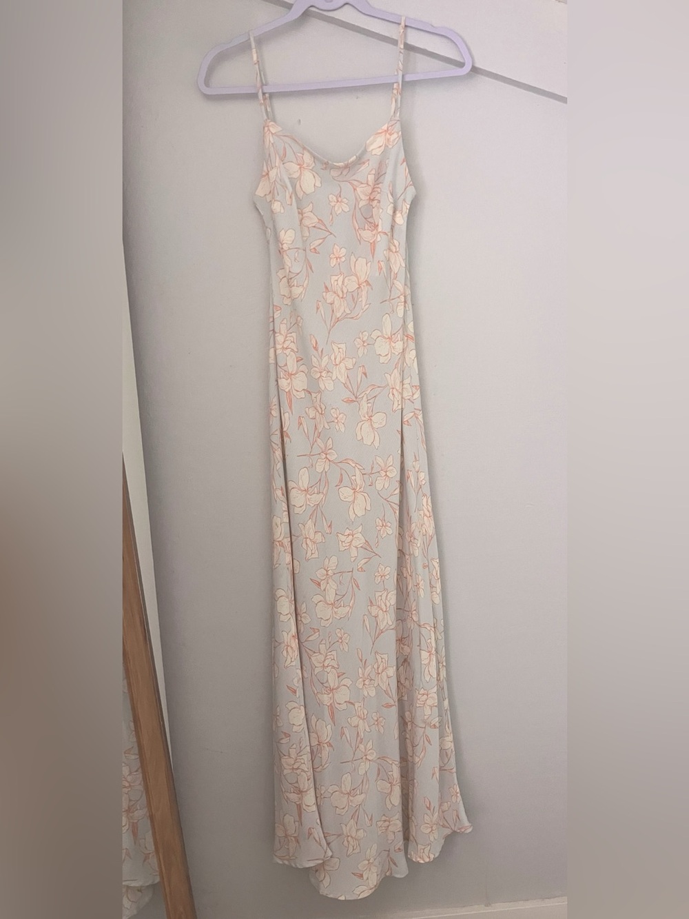 Audrey 3+1 Maxi Slip Dress - Pale Blue with Peach Flowers